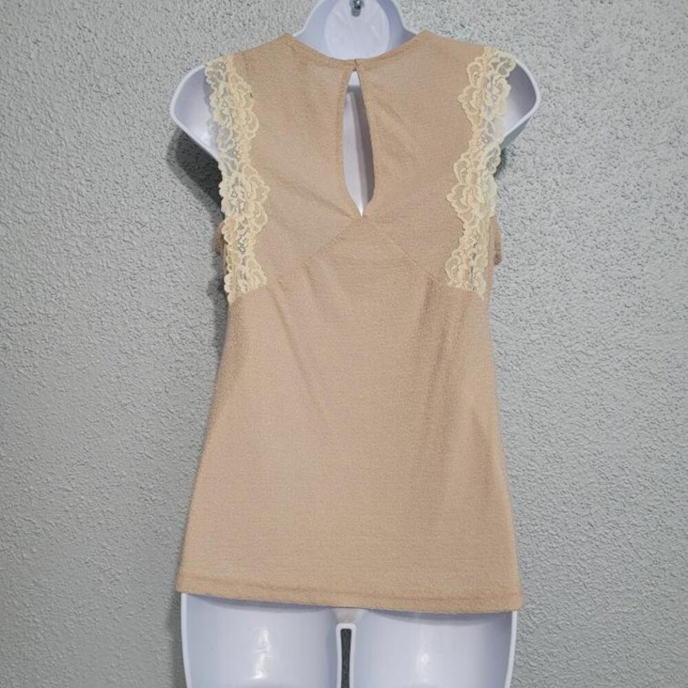 Gimmicks Womens Sleeveless Lace Trim Pink Babydoll Top Size S Coquette Feminine - Picture 2 of 7